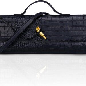 Women’s Crocodile Leather Clutch Purse Elegant Evening Party Handbag